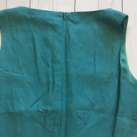 ISABELLA BIRD Silk Linen Turquoise Sheath Dress 8 - Picture 6 of 8